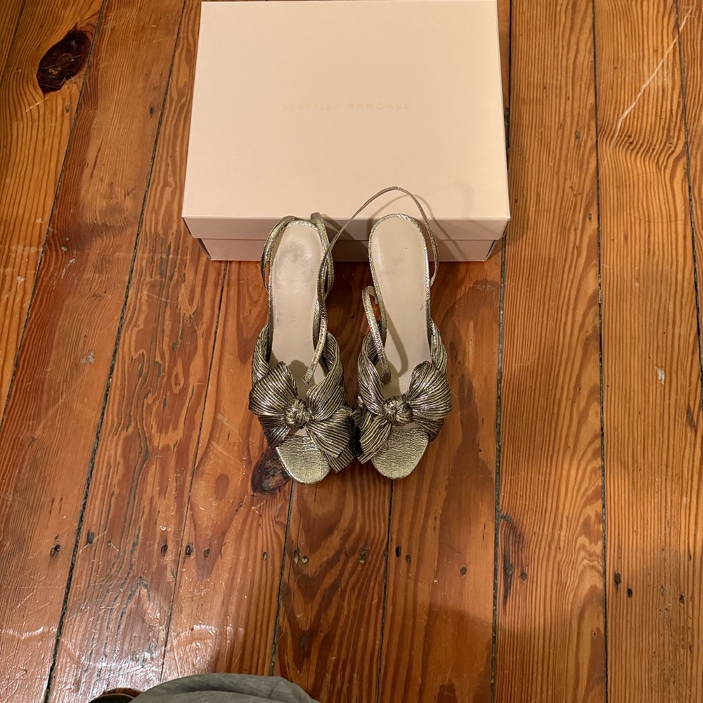 Loeffler Randall Metallic Gold Heels with Bow - Picture 5 of 5